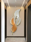 Modern white and gold feather led wall lamp bedroom sculpture