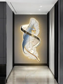 Modern white and gold feather led wall lamp bedroom sculpture