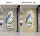 Modern white and gold feather led wall lamp bedroom sculpture
