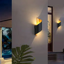 Modern white and gold outdoor wall lamp patio spiral sconce