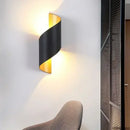 Modern white and gold outdoor wall lamp patio spiral sconce