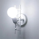Modern white and iron wood led wall lamp bedroom sconce