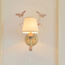 Modern white and peach butterfly crystal wall lamp bedroom decor