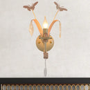 Modern white and peach butterfly crystal wall lamp bedroom decor