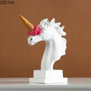 Modern white and pink ice cream horsehead statue living room decor