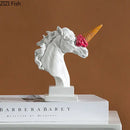 Modern white and pink ice cream horsehead statue living room decor