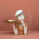 Modern white and tan balloon girl bust tray – living room sculpture