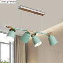 DecorBites™ Nordic Metal Linear Chandelier - 4 Head Island Lighting in Green/Grey/White for Restaurants