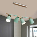 DecorBites™ Nordic Metal Linear Chandelier - 4 Head Island Lighting in Green/Grey/White for Restaurants
