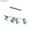 DecorBites™ Nordic Metal Linear Chandelier - 4 Head Island Lighting in Green/Grey/White for Restaurants