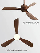 Modern white and wood blade dc ceiling fan with led light bedroom
