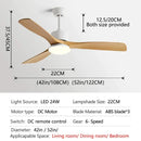 Modern white and wood blade dc ceiling fan with led light bedroom