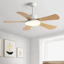 Modern white and wood ceiling fan with led light for bedroom restaurant