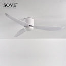 Modern white and wood led ceiling fan with remote control bedroom