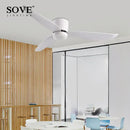 Modern white and wood led ceiling fan with remote control bedroom