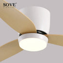 Modern white and wood led ceiling fan with remote control bedroom