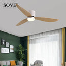 Modern white and wood led ceiling fan with remote control bedroom