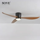 Modern white and wood led ceiling fan with remote control bedroom