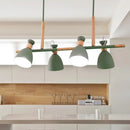 Modern white and wood metal island light for dining room