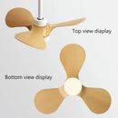 Modern white and wood mini ceiling fan bedroom led light