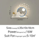 Modern white astronaut moon wall lamp for children's bedroom