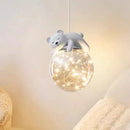 Modern white bear glass children room chandelier bedroom fairy light