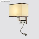 Modern white & beige fabric wall light kit bedroom reading sconce