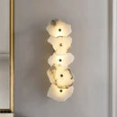Modern white & beige stone brass wall lamp bedroom sconce