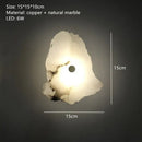 Modern white & beige stone brass wall lamp bedroom sconce