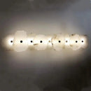 Modern white & beige stone brass wall lamp bedroom sconce