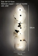 Modern white & beige stone brass wall lamp bedroom sconce