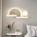 Modern white bird wall lights with led shelf for living room