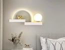 Modern white bird wall lights with led shelf for living room