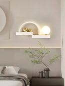 Modern white bird wall lights with led shelf for living room