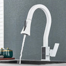 Modern white & black brass kitchen faucet with temperature display