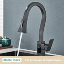 Modern white & black brass kitchen faucet with temperature display