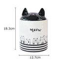 Modern white & black cat ceramic jewelry jar bedroom storage pot