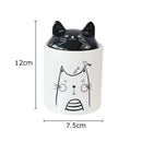 Modern white & black cat ceramic jewelry jar bedroom storage pot