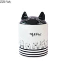 Modern white & black cat ceramic jewelry jar bedroom storage pot