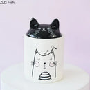 Modern white & black cat ceramic jewelry jar bedroom storage pot