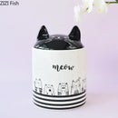 Modern white & black cat ceramic jewelry jar bedroom storage pot