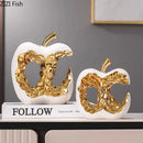 Modern white & black ceramic apple sculpture living room decoration
