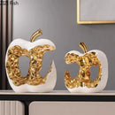 Modern white & black ceramic apple sculpture living room decoration