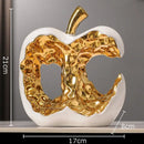 Modern white & black ceramic apple sculpture living room decoration