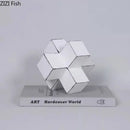 Modern white & black cube block sculpture living room geometric art