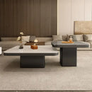 Modern white & black luxury rock square coffee table living room