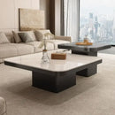 Modern white & black luxury rock square coffee table living room