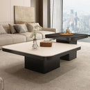 Modern white & black luxury rock square coffee table living room