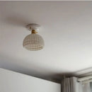 Modern white & brass ceramic led ceiling lamp bedroom lattice light