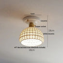 Modern white & brass ceramic led ceiling lamp bedroom lattice light